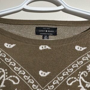 Lucky Brand Tan Sweater with Cream Design